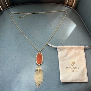 Kendra Scott Rayne Gold Large Long Pendant Necklace in Goldstone